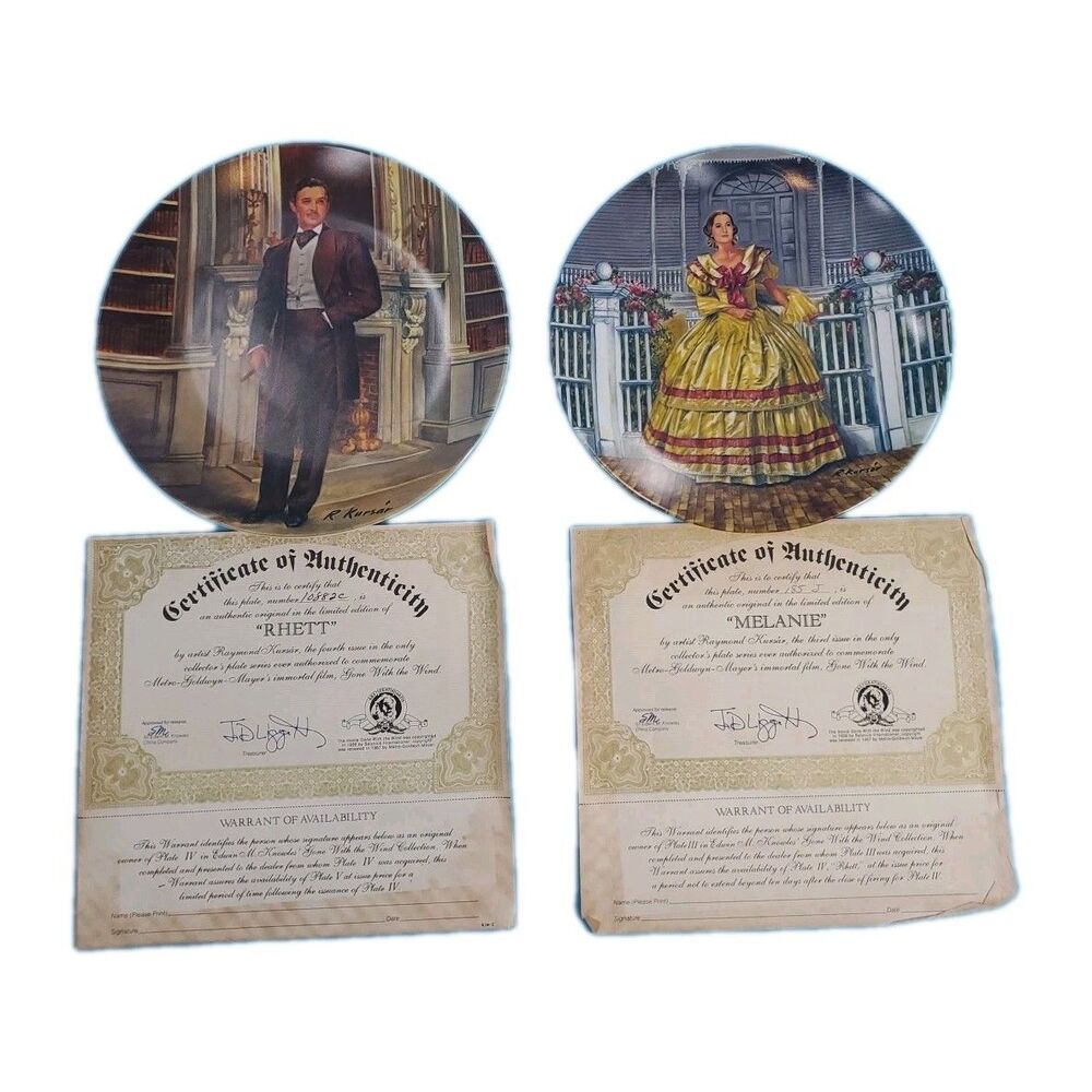 Vintage Gone With The Wind Collectors Plates  Rhett Melanie Limited Edition